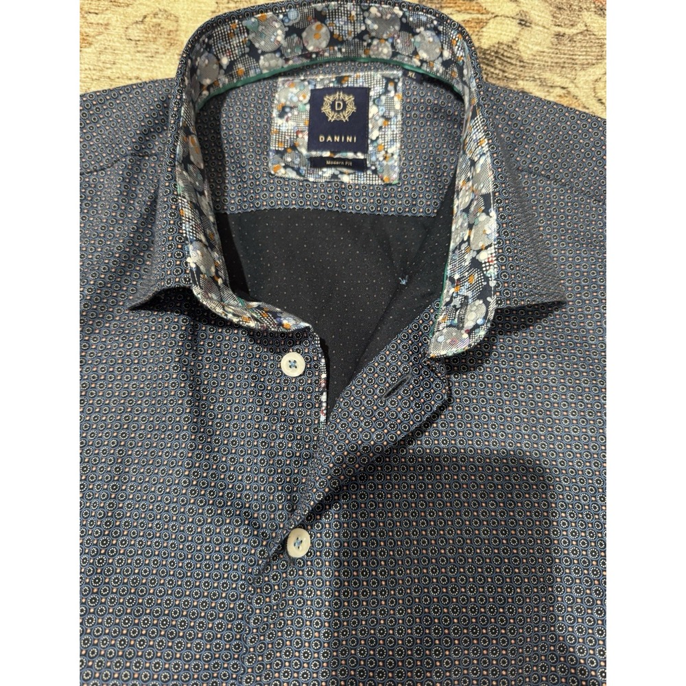 Danini Modern Fit Long Sleeve Men's Button Down Shirt Size Xl